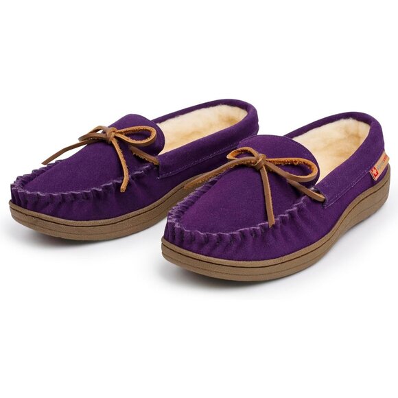 Women's Memory Foam Purple Rubber Insole Faux Fur Anti Slip Sole Slippers Boot - Picture 5 of 9